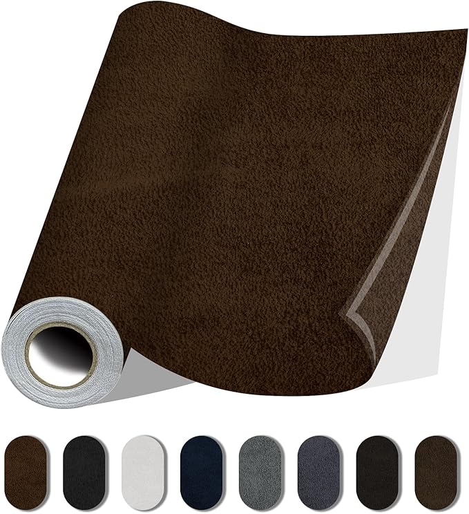 Fabric Repair Patches, 35X79 Inch Self-Adhesive Suede Patches Tape Durable, DIY Large Fabric Repair for Sofa, Couches, Furniture, Chair, Clothing （35X79 Inch, Brown）