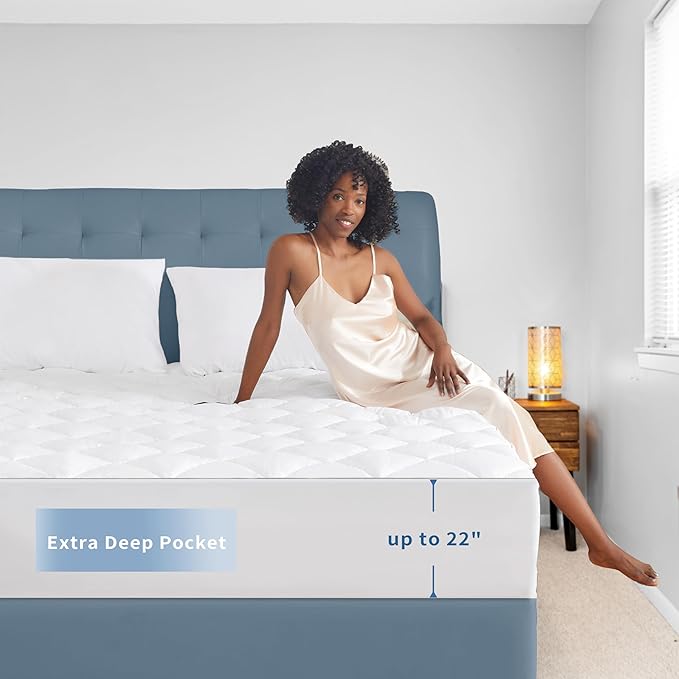 Sunflower Quilted Full Mattress Protector, Mattress Pad Full, Cotton Mattress Cover Waterproof, 18-22" Extra Deep Pocket Thin Version, Hypoallergenic Soft Durable