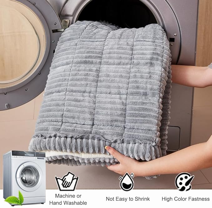 Couch Cover for Dogs Washable, Fuzzy Pet Couch Covers for 3 Cushion Sofa Pet Friendly, Non Slip Sofa Cover (Light Gray, 27.6" x 82.7"/70 x 210cm)