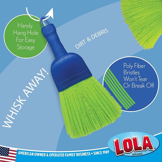 LOLA Whisk Broom, Hand Brush, 72 Pack, Durable Bristles, Whisks Away Dirt & Debris, Compact, Hang Hole for Easy Storage, Indoor/Outdoor