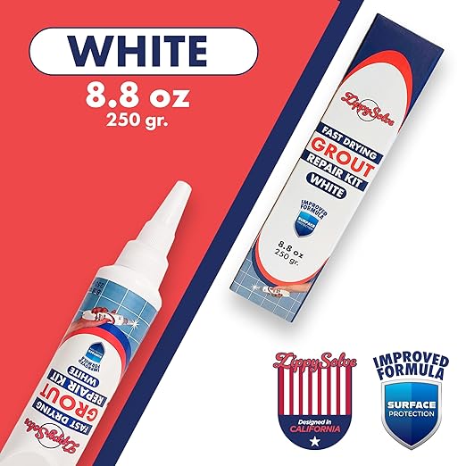 Tile Grout, Repair Kit, Restore & Renew Tile Joints Line, Fast Drying Grout Paint Squeeze Tube for Bathroom Shower Kitchen Floor, Waterproof (8.8 oz, White)