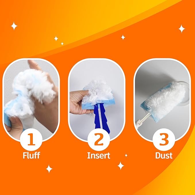 20 Duster Refills & 2 Handle for Cleaning Home & Car, Heavy Duty Multi Surface Duster Refills for Office, Blinds