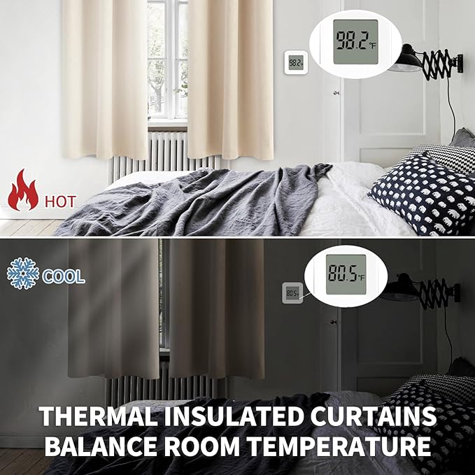 BGment Champagne Blackout Curtains for Bedroom 72 Inches Long - Thermal Insulated Room Darkening Curtain for Living Room, 42 x 72 Inch, 2 Panels