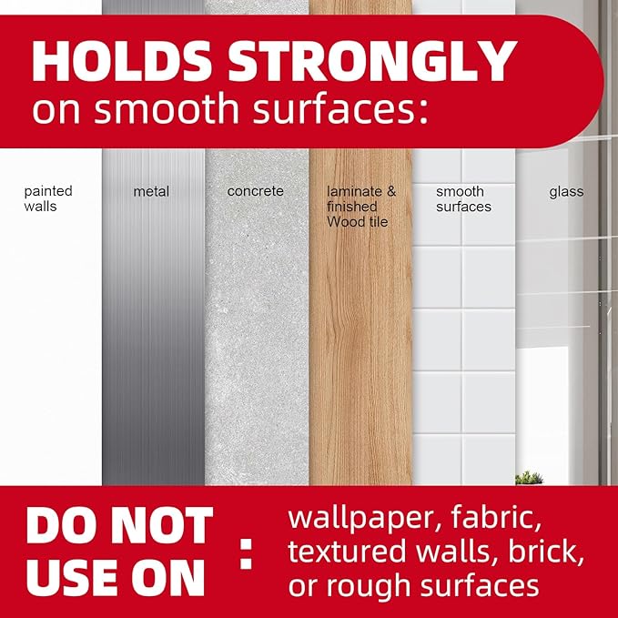 Wall Hooks for Hanging Heavy Duty, Large 12 Self Adhesive Wall with 16 Strips no Damage, Sticky for Key, Shower,Towel, Coat, Door, Hat