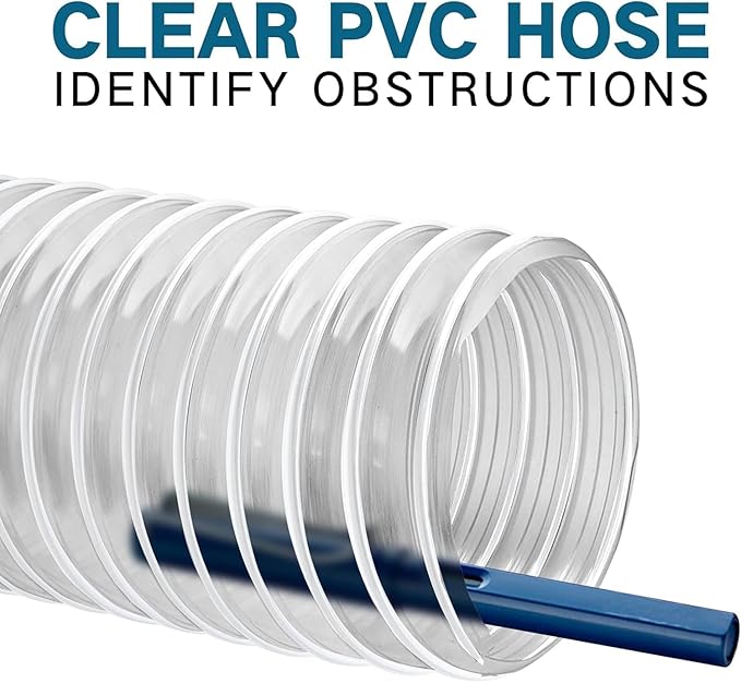 PVC Dust Collection Hose 4" x 20', Puncture Resistant Clear PVC Dust Collection Hose for dust collection systems