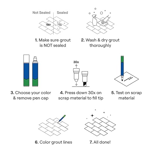 Grout Pen White Tile Paint Marker: Waterproof Grout Paint, Tile Grout Colorant and Sealer Pen - White, Wide 15mm Tip (20mL)
