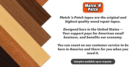 MATCH 'N PATCH Realistic Wood Grain Repair Tape - Durable Multi-Use Adhesive Tape for Furniture, Floors, Cabinets, Windows, Doors, RV, Home Decor & DIY Projects - Dark Cherry, 2.25 inch x 15 feet