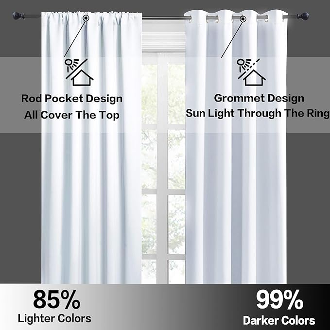 RYB HOME 45 inch Curtains for Kitchen Room Darkening Privacy Mini Curtain for RV Camper Bathroom Small Window, Width 29 x Length 45 inch, 2 Panels Set, Greyish White