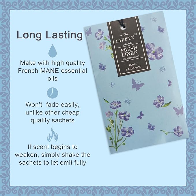 14 PCS Fresh Linen Scented Sachets Bags for Drawers and Closets Long-Lasting Gift Box