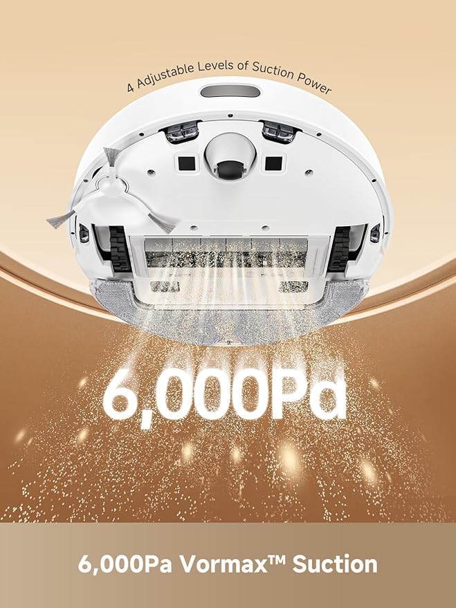 DREAME D10 Plus Gen 2 Robot Vacuum and Mop with Self Emptying Base for 90 Days of Cleaning, 6000 Pa Suction and LiDAR Navigation, Obstacle Avoidance, Wi-Fi Connected