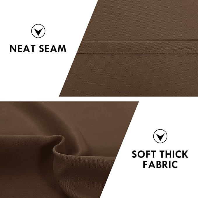 DWCN Brown Blackout Curtains for Bedroom -Rod Pocket Thermal Insulated Room Darkening Drapes for Living Room, W 42 x L 54 Inch, 2 Panels