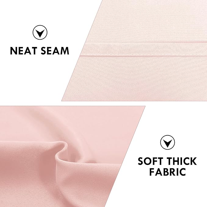 DWCN Blackout Curtains – Thermal Insulated, Energy Saving & Noise Reducing Bedroom and Living Room Curtains, Blush Pink, W 52x L 45 Inch, Set of 2 Rod Pocket Curtain Panels