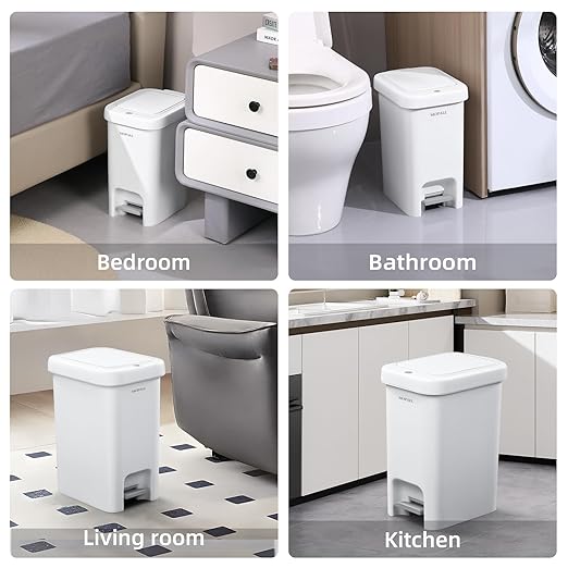 MOPALL Slim Bathroom Trash Can with Lid Soft Close, Garbage Can with Pop-Up Lid & Step On Foot Pedal, Small Trash Bin Trashcan Waste Basket for Toilet, Office, Bedroom, Kitchen, Living Room 1.9 Gallon