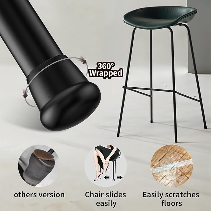 0.75 Inch Heavy Duty Rubber Chair Leg Caps - 24 PCS Non-Slip Furniture Floor Protectors with Metal Inserts for Wood, Tile, Carpet - Fits Chairs,Stools,Bar Stools