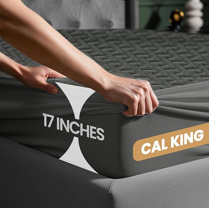 Utopia Bedding Waterproof Mattress Protector California King Size (Gray), Premium 3D Air Soft Fabric Mattress Cover, Fits 17 Inches Deep, Breathable, Fitted Style with Stretchable Pockets