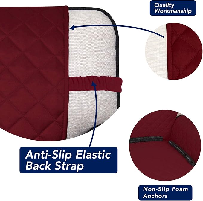 PureFit Reversible Quilted Sofa Cover, Water Resistant Slipcover Furniture Protector, Washable Couch Cover with Non Slip and Elastic Straps for Kids, Pets (Chair, Red/Ivory)