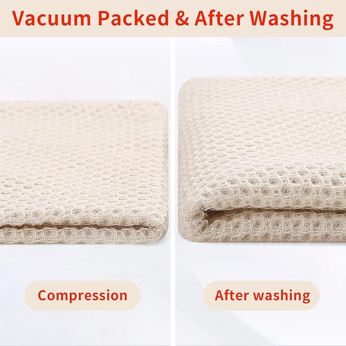 Homaxy 100% Cotton Waffle Weave Kitchen Dish Towels, Ultra Soft Absorbent Quick Drying Cleaning Towel, 13 x 28 Inches, 12-Pack, Mixed Color
