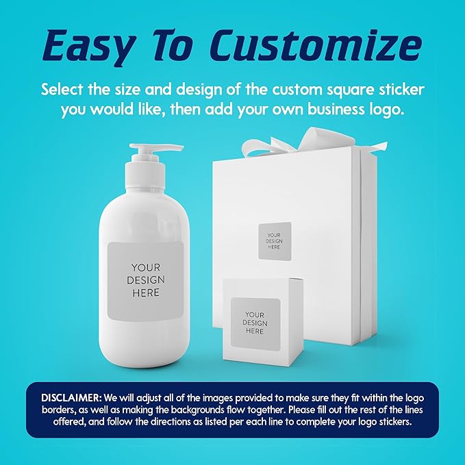 100 Custom Vinyl Stickers - Upload Your own Image, Text, Design, Logo - Personalized Logo Labels for Handmade, Packaging, Bottle, Jars, Candle, Brand Stickers (Gray, 1.5x1.5 Square)