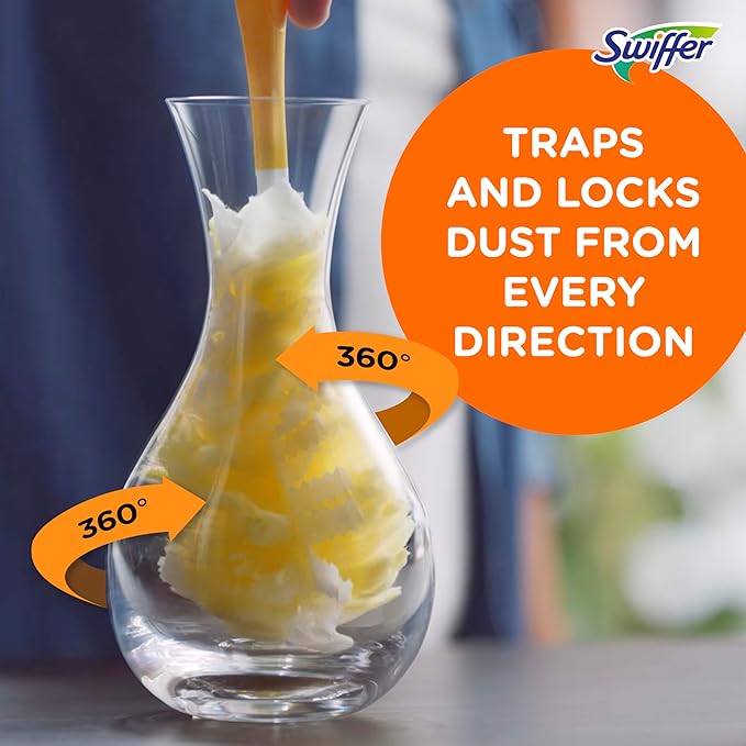 Swiffer Dusters Refill for Cleaning, Feather & Microfiber Duster Disposable Alternative, for Dusting Furniture, Blinds, Ceiling Fans, Walls, Helps Remove Allergens, Lavender, 18ct (Pack of 4)