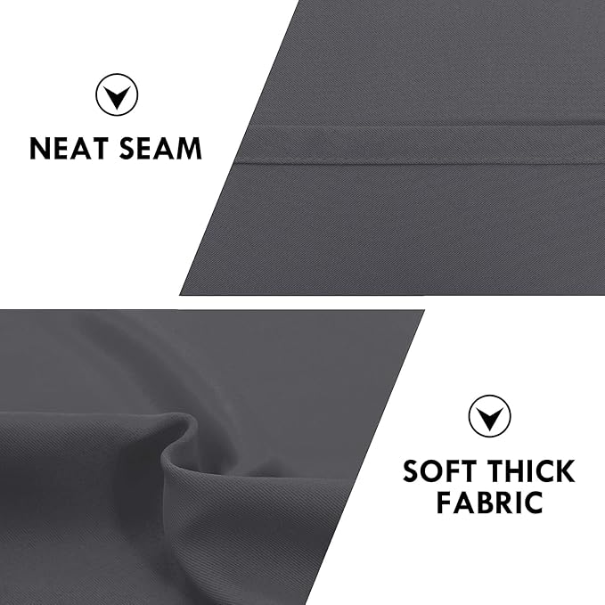 DWCN Blackout Curtains for Bedroom 63 Inch Length 2 Panels Set, Solid Thermal Insulated Energy Saving Rod Pocket Window Treatment Curtains Blackout Drapes (W42 x L63 Inch, Dark Grey)