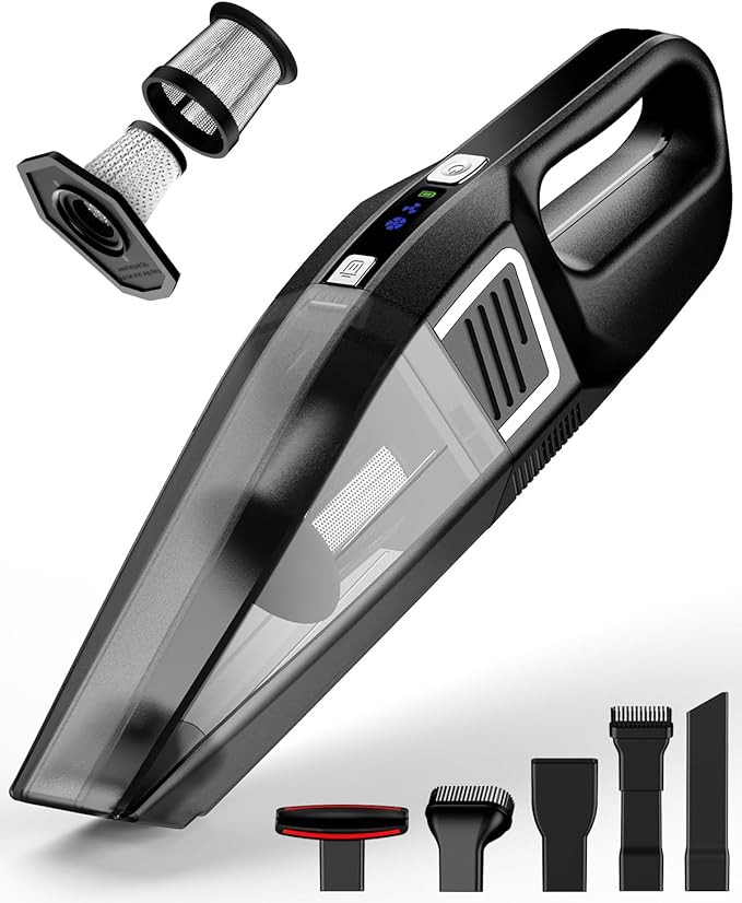 Handheld Vacuum Cordless, 9000PA Strong Suction, 2 Suction Modes, Fast Type-C Charging, Lightweight, Portable Car Vacuum Cleaner with for Home Pet Office