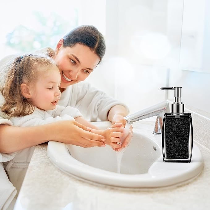 Pink Soap Dispenser with Refillable Plastic Pump for Bathroom Sink or Kitchen Counter, Ideal for Hand Soap, Liquid Soap, Dish Soap, or Lotion Use