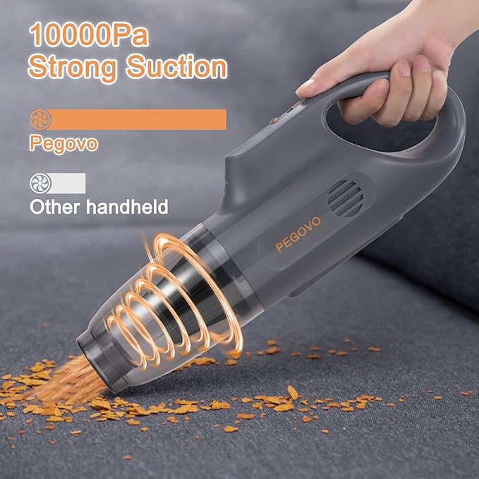 Handheld Vacuum Cordless Car Vacuum Portable, Cordless Handheld Vacuum Cleaner with Fast Charging Long Runtime Washable Filter,10KPA High Power Hand Vacuum for Home, Pet Hair(Grey)