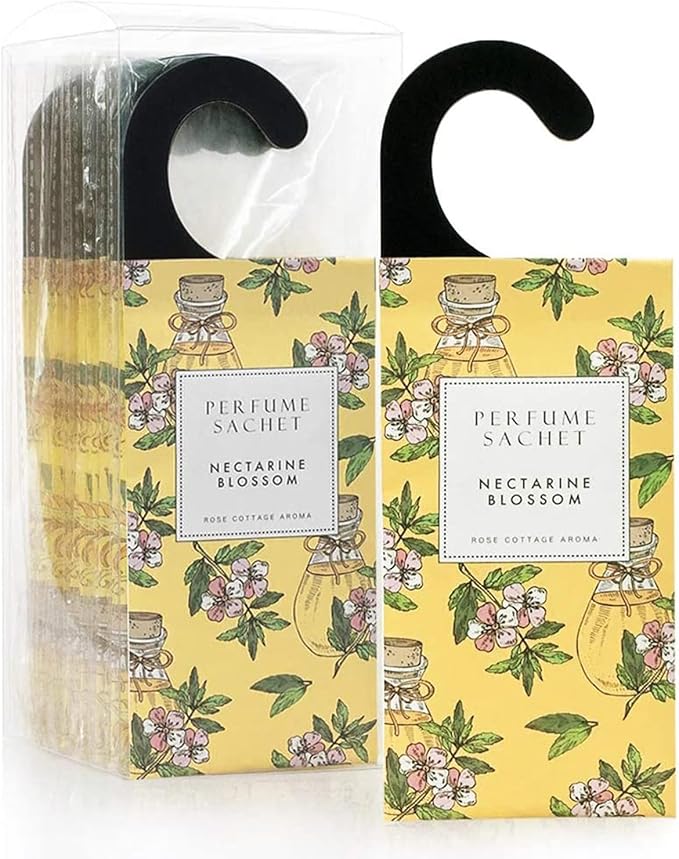 ROSE COTTAGE Large 12 Packs Apricot Blossom Hanging Closet Air Freshener Scented Sachets Long Lasting Smell Goods