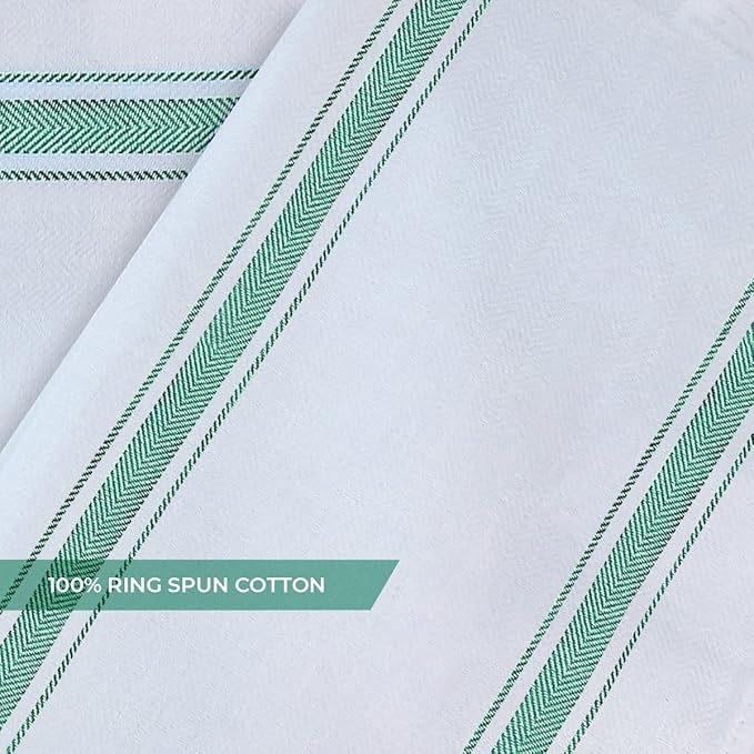 Dish Towels Set (Value Pack of 30) Size 15x25 Inch, 100% Cotton Soft & Absorbent Linen Kitchen Towels, Tea Towels, Reusable Cleaning Cloths for Household Cleaning (Green)