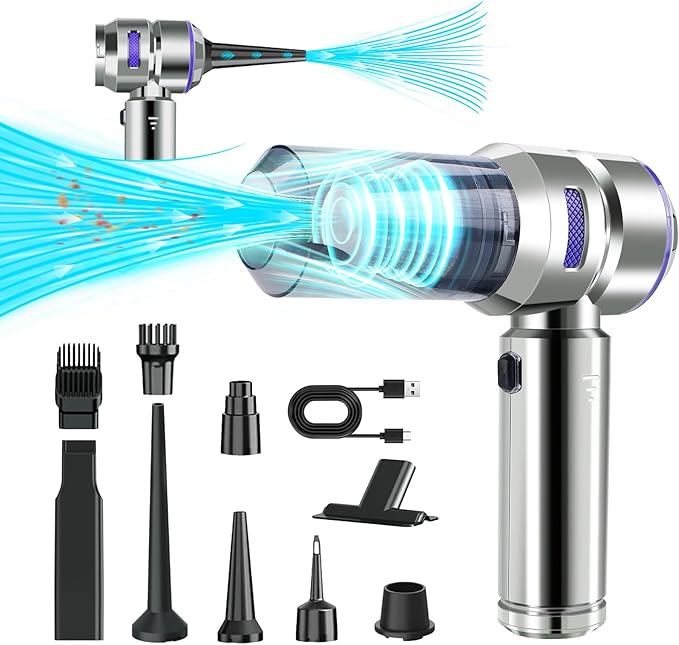 Car Vacuum Portable Cordless, 21000Pa Strong Suction Handheld Vacuum, 100W Auto Vac for Car Detailing, Home, RV Camping Use with 6000mAh Battery, Type-C Fast Charge & Blower Function