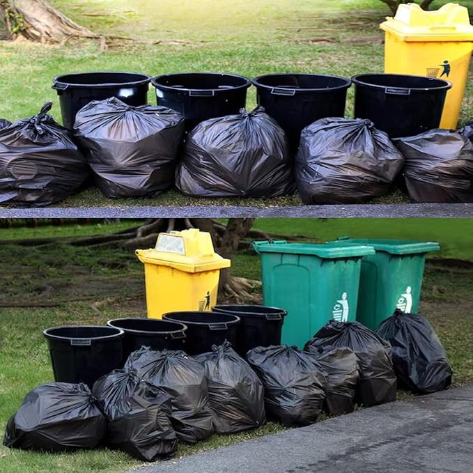 40-45 Gallon Lawn & Leaf Trash Bags, 125 Count Bulk, Black Garbage bags, Multi-purpose Trash Can Bin Liners for Home Commercial, Outdoor, Construction, Industrial