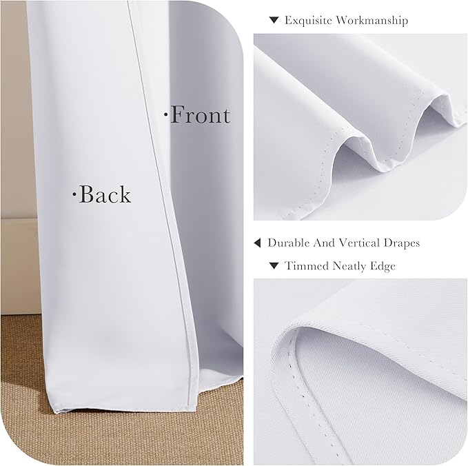 PONY DANCE Room Darkening Curtains for Bedroom - 2 Panels Set Thermal Insulated Doorway Hallway Room Divider Curtains for Bedroom Sliding Glass Patio Door, 55 x 94 inchs, Pure White