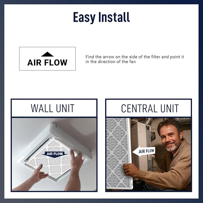 16x20x1 Air Filter, MERV 11, 6-Pack | Actual Size 15.7x19.7x0.75 |Compatible with HVAC, Air Conditioners & Furnaces– High Particle Capture & Smooth Airflow