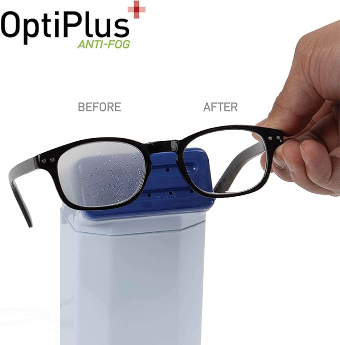 OptiPlus Anti-Fog Lens Cleaning Spray and Dual Microfiber Cloth | Streak-Free Cleaner and Defogging Spray for Glasses, Laptops Screens, Smart Phones, Optical Lens, Goggles, and Watch Screen l 2oz
