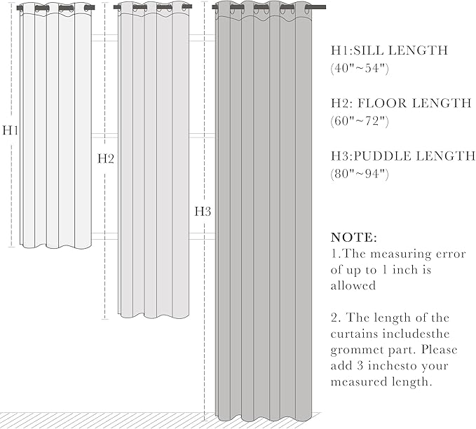 PONY DANCE Room Darkening Curtains - Grommet Top Light Block Drapery Window Shade Privacy Protect for Bathroom/Living Room/Kitchen, W 42 x L 45, Blue Haze, 2 Pcs