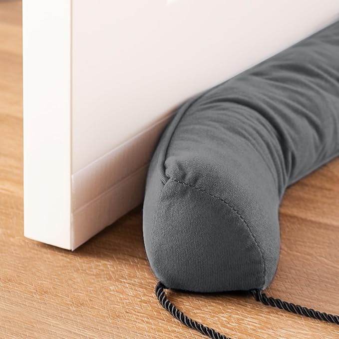 Sunolga 12" Door Draft Stopper Blocks Hot and Cold Air with Removable Washable Cover for Gaps Up to 3", All-Season Seal for Noise, Door Sweep for Bottom of Door and Window, Home Essentials, Gray