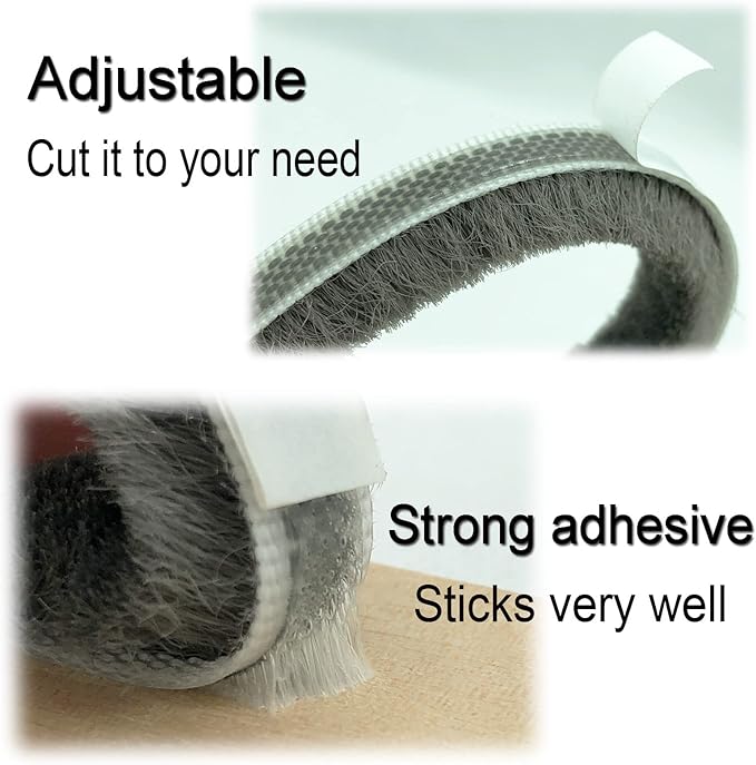 Weather Stripping Brush for Sliding Windows/Doors Frame Side,Pile Self Adhesive Weatherstrip Seal Strip Sealer Draft Stoppers (16.5ft x11/32 x 3/16 Brush inch, White)