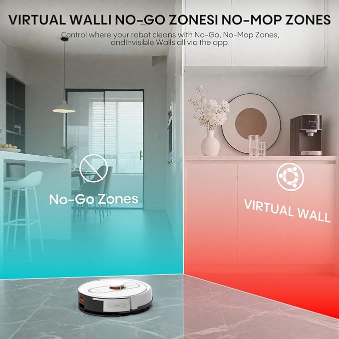 Bagotte Robot Vacuum and Mop Self Emptying, 5000Pa Suction, 60-Day Hands-Free, LiDAR Navigation, Smart Mapping, No-Go Zones, Wi-Fi/Alexa App Control for Pet Hair, Hard Floors, Carpets