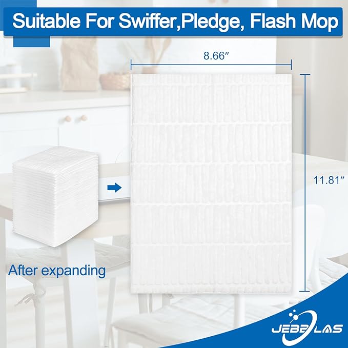 JEBBLAS Disposable Mop Cloth Dry Sweeping Pad for Floor Mop Sweeping Cloths Multi Surface Refills, 120 Count