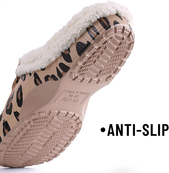 Beslip Classic Fur Lined Clogs Waterproof Winter Fuzzy Slippers for Women Men Indoor and Outdoor