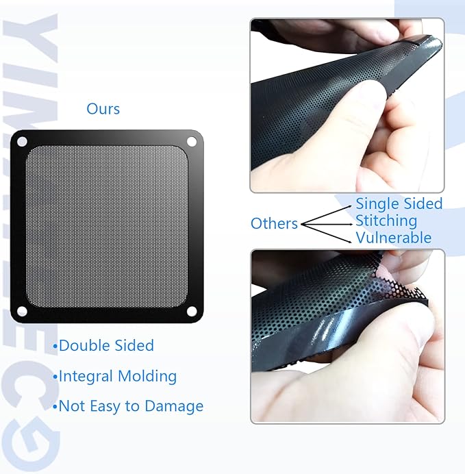 Dust Filter PC 140mm for Computer Cooler Fan/PSU/Routers PVC 50 Mesh, Magnetic Frame PC Fan Dust Mesh PC Cooler Filter Dustproof Computer Fan Grills (PVC, 140 * 140mm, 2pcs, Black)