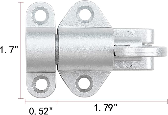 5 Packs Self-Closing Latches，Silver Gray Spring Door Lock，Resilient Bolt Latch Aluminum Alloy Safety Automatic Spring Barrel Slide Door Lock with Screws,Used for Gate,Window and Cabinet etc