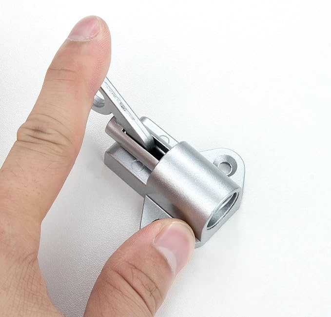 6 Packs Self-Closing Latches，Silver Gray Spring Door Lock，Resilient Bolt Latch Aluminum Alloy Safety Automatic Spring Barrel Slide Door Lock with Screws,Used for Gate,Window and Cabinet etc