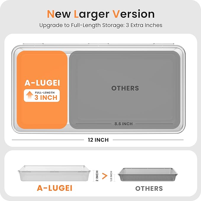 A-LuGei 【Military Grade】 Drawer Organizer, 【𝟱𝗦𝗶𝘇𝗲】 Clear Makeup organizer, 【Holds 177 Items】 Bathroom Organizers and Storage, Plastic Desk Organizer Divider, Organizer Bins for Office Vanity