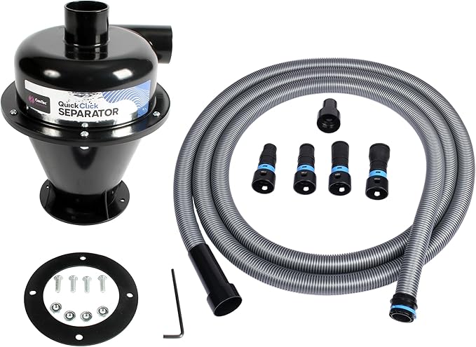 Cen-Tec Systems Quick Click Dust Separator and 16 Ft. Hose for Home and Shop Vacuums with Expanded Multi-Brand Power Tool Adapter Set