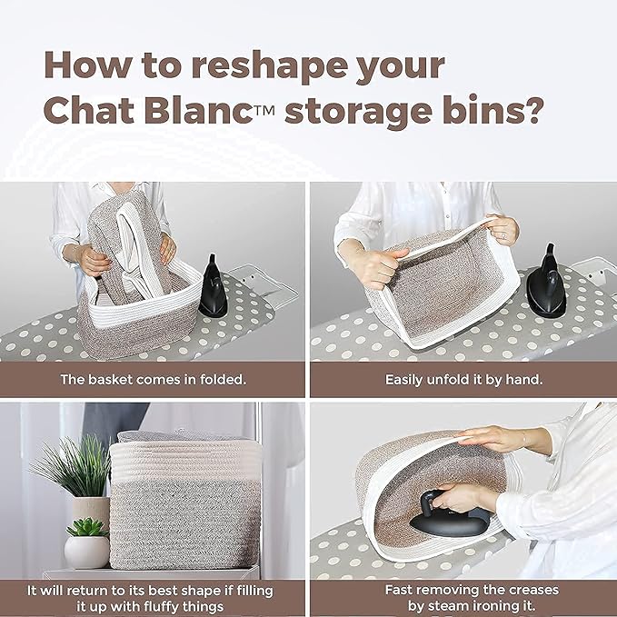CHAT BLANC Cotton Rope Baskets for Organizing | Storage Baskets for Shelves | Rope Basket for Storage, Small Laundry Woven Baskets for Dog Toy Bin, Baby items, Graphite 3 Pack