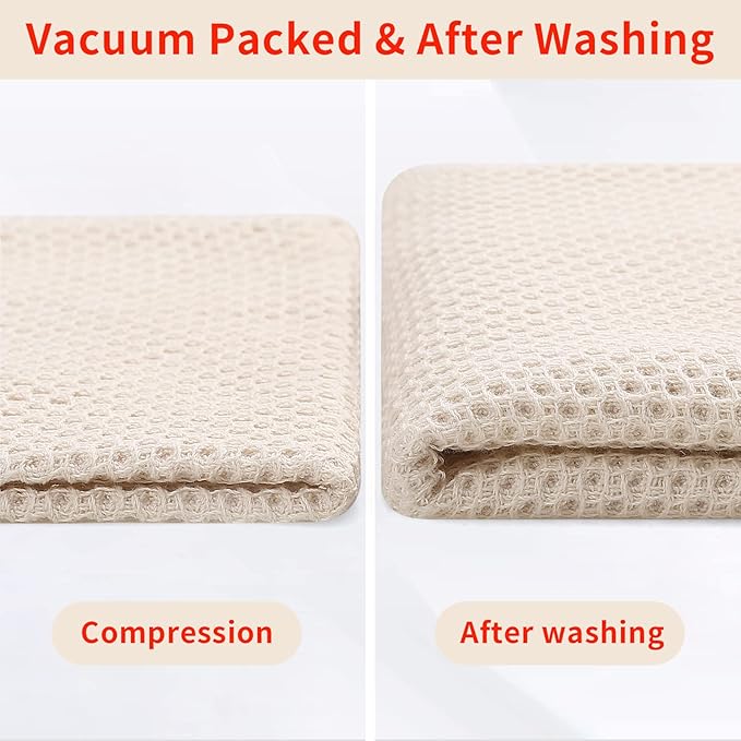 Homaxy 100% Cotton Oversized Waffle Weave Kitchen Dish Towels, Ultra Soft Absorbent Quick Drying Cleaning Towel, 20 x 28 Inches, 4-Pack, Beige