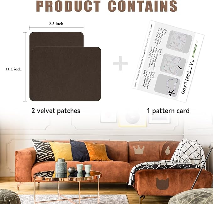 Azobur Fabric Couch Repair Patch 8.3 x 11 inches,Self-Adhesive Fabric Repair Patch for Furniture,Handbag,Sofa,Car Seats-(Green)