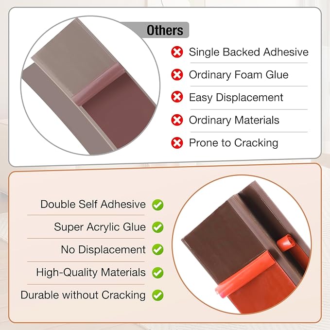 Floor Transition Strip Self Adhesive Vinyl Door Threshold for Doorways Carpet Edging Trim Overlap Edge Reducer for Laminate Floor, Carpet, Tile (Brown, 3/5" to 4/5", 3.3Ft)