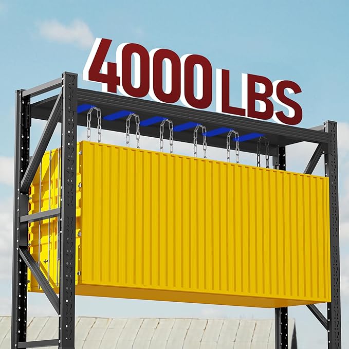 4000LBS Storage Shelves Heavy Duty, 48" W Metal Garage Shelving Units, 4 Tier Adjustable Shelf, Garage Storage Shelves Rack, Industrial Shelving for Warehouse, Basement,48" W x 24" D x 79" H